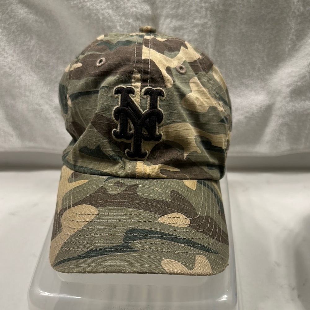 Green and Brown Camouflage Hat with Curved Brim